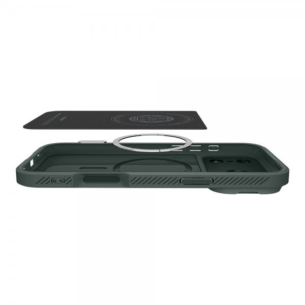 Spigen iPhone 17 Pro -kuori Optik Armor MagFit Abyss Green