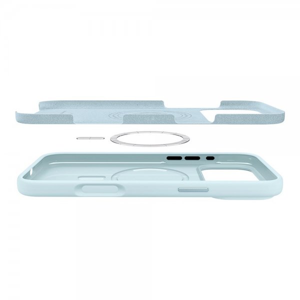 Spigen iPhone 17 Pro -kuori, Silicone Fit MagFit, Mute Blue