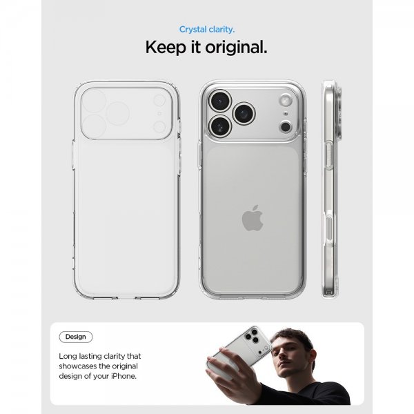 Spigen iPhone 17 Pro -suojakuori Ultra Hybrid Crystal Clear