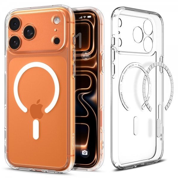 Spigen iPhone 17 Pro -suojakuori Ultra Hybrid MagFit Clear White