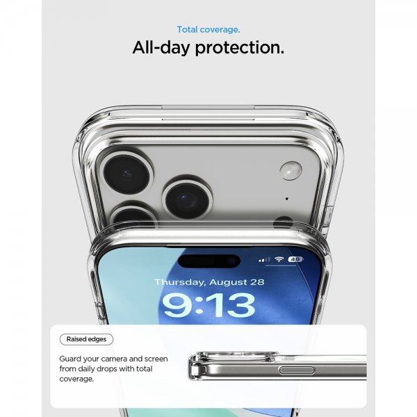 Spigen iPhone 17 Pro -suojakuori Ultra Hybrid S MagFit Clear White