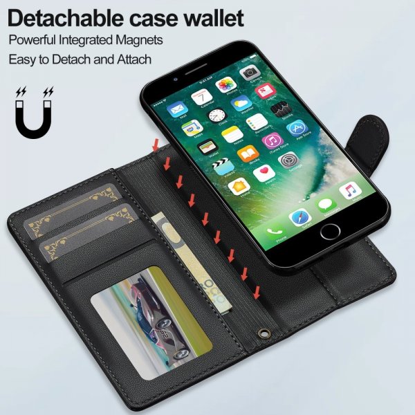 Lc.Imeeke iPhone 7/8/SE suojakuori irrotettavalla kuorella L2 Series MagSafe Musta
