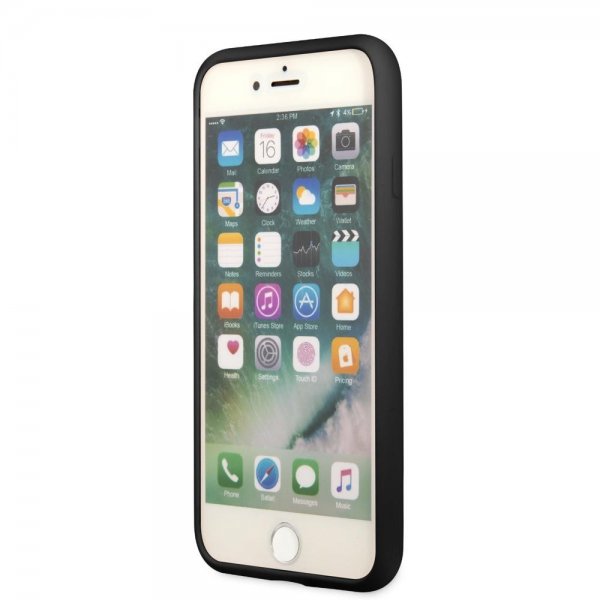 Guess iPhone 7/8/SE Kuori Silikoni Metalli Logo 4G Musta