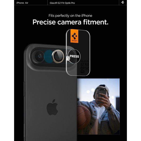 Spigen iPhone Air Kameran linssinsuojus GLAS.tR EZ Fit Optik Pro 2-pakkaus Kulta