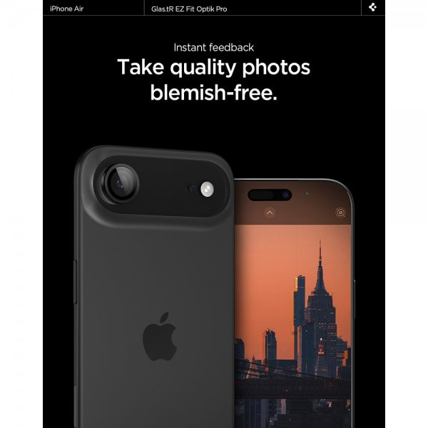 Spigen iPhone Air -kamerasuojalasi GLAS.tR EZ Fit Optik Pro, 2 kpl, musta