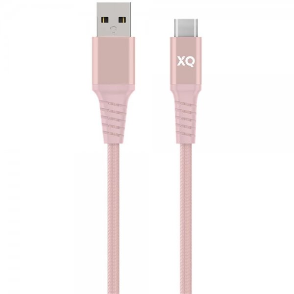 Xqisit punottu USB-A–USB-C-kaapeli 2 m ruusukulta