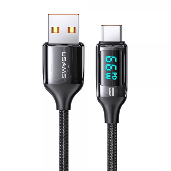 USAMS-kaapeli U78 Display USB-A/USB-C 1,2 m Musta