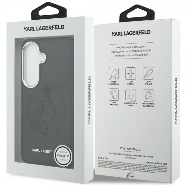 Karl Lagerfeld Samsung Galaxy S26 Kuori Perforoitu Logo MagSafe Musta