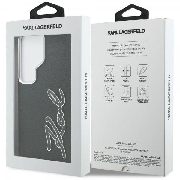 Karl Lagerfeld Samsung Galaxy S26 Ultra -kuori Metal Logo Grained - musta