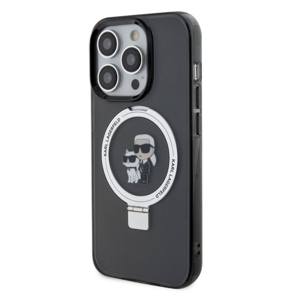 Karl Lagerfeld iPhone 15 -suojakuori sormipidikkeellä ja MagSafella, musta