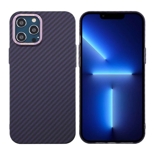 iPhone 12 Pro Max Kuori Hiilikuitukuvioitu Liila