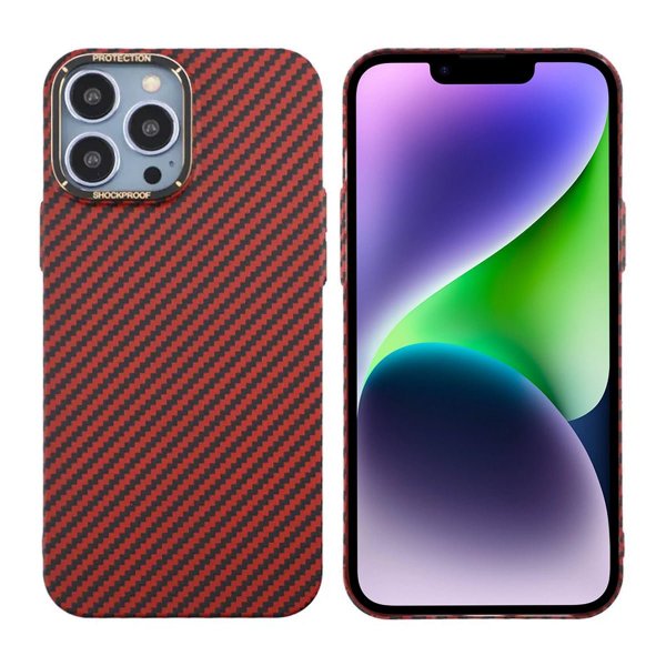 iPhone 13 Pro Max -hiilikuitukuvioinen kuori, punainen