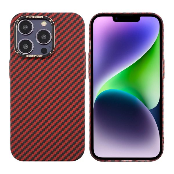 iPhone 13 Pro Kuori Hiilikuitukuvio Punainen