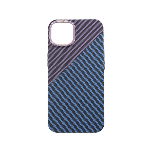 iPhone 14 Kuori Hiilikuitukuvio Sininen Violetti