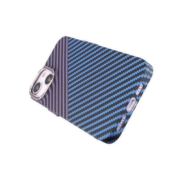 iPhone 14 Kuori Hiilikuitukuvio Sininen Violetti