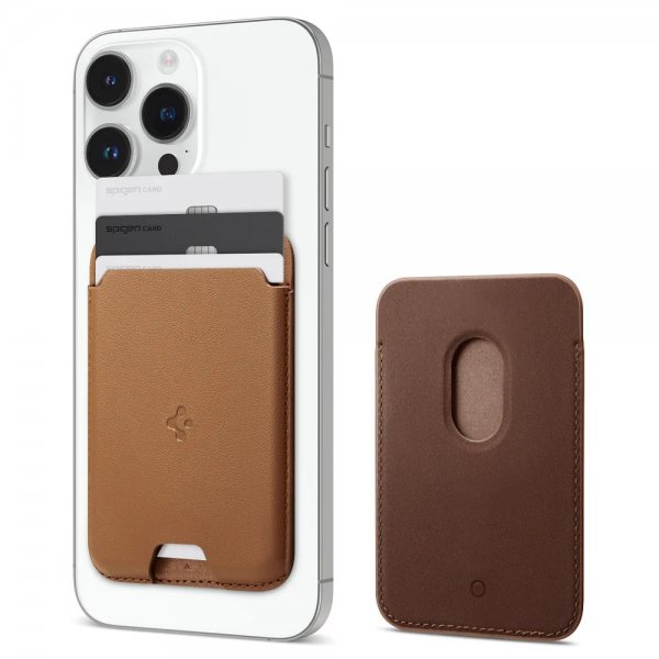 Spigen MagSafe korttikotelo Valentinus 3 Cards Holder MagFit Ruskea