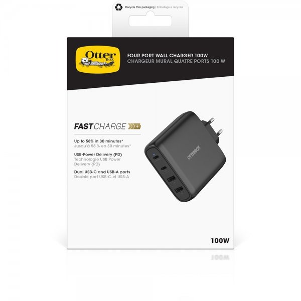 Otterbox Laturi Four Port Wall Charger 100W GaN Musta