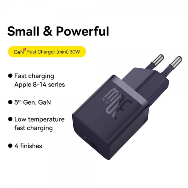Baseus GaN5 Pikalaturi Mini 30W Violetti