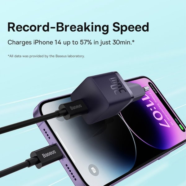 Baseus GaN5 Pikalaturi Mini 30W Violetti