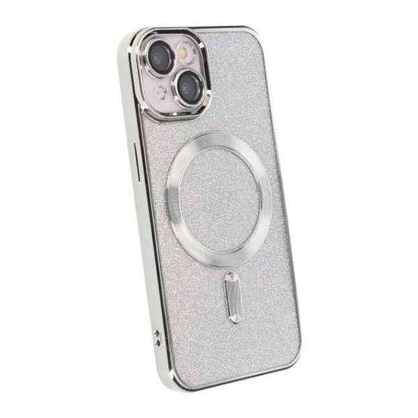 iPhone 13 Kuori Glitter Läpinäkyvä MagSafe Hopea