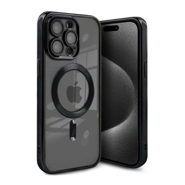 iPhone 15 Pro Max Kuori Kimalteleva Läpinäkyvä MagSafe Musta