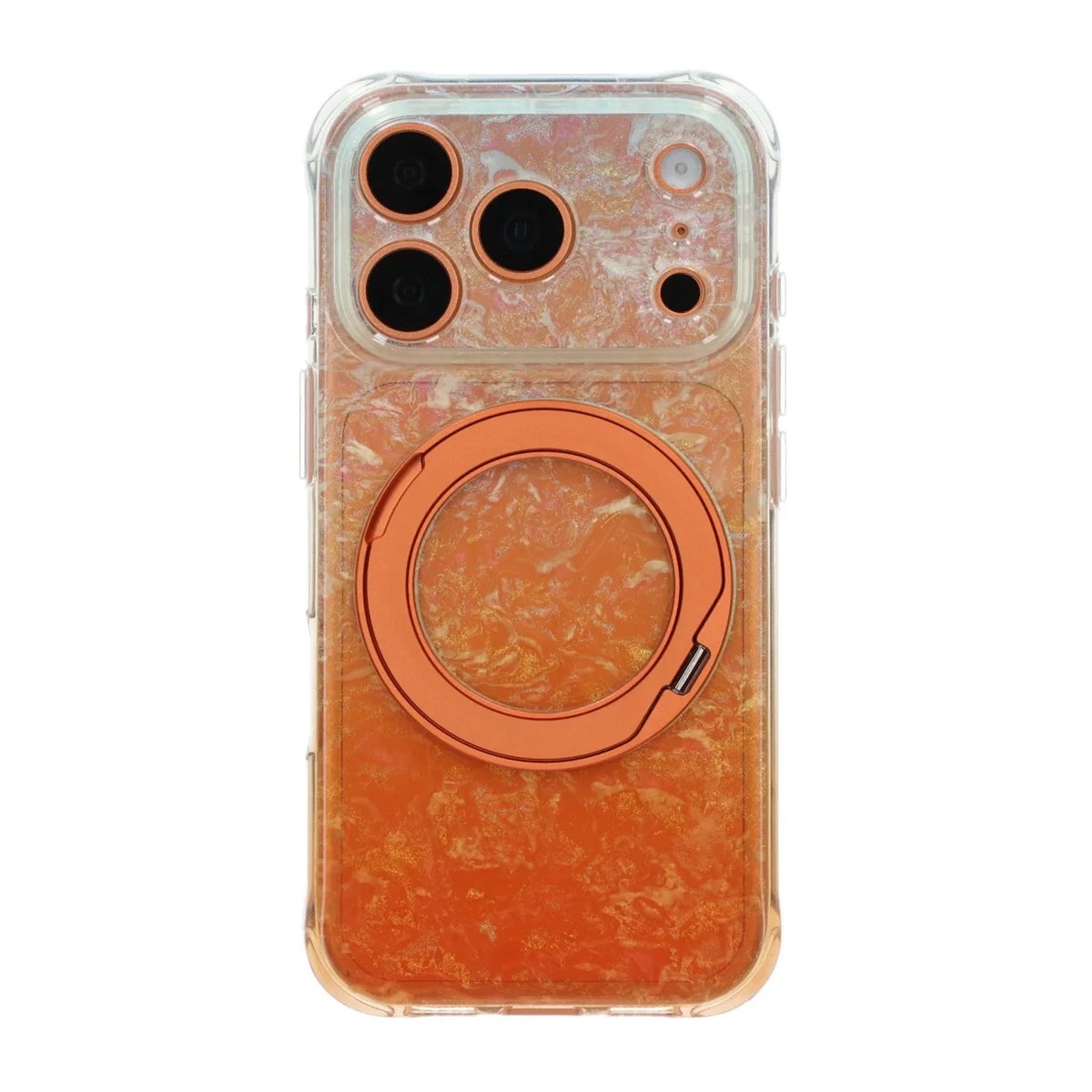 iPhone 17 Pro Max/iPhone 18 Pro Max Kuori marmoroitu MagSafe-teline Oranssi