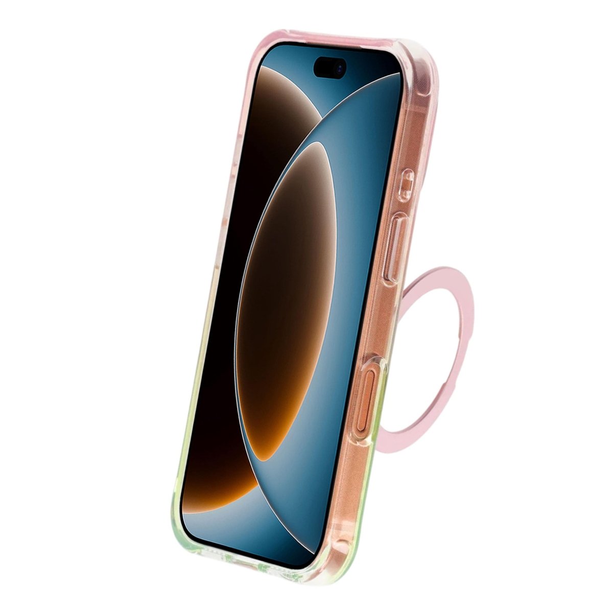 iPhone 17 Pro Max/iPhone 18 Pro Max Kuori marmoroitu MagSafe-teline Vaaleanpunainen