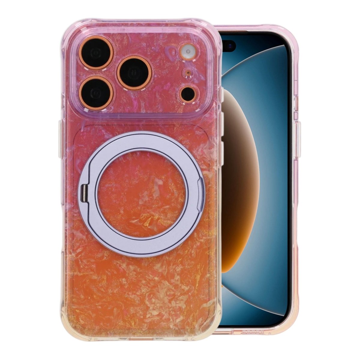 iPhone 17 Pro/iPhone 18 Pro Kuori marmoroitu MagSafe-teline Violetti