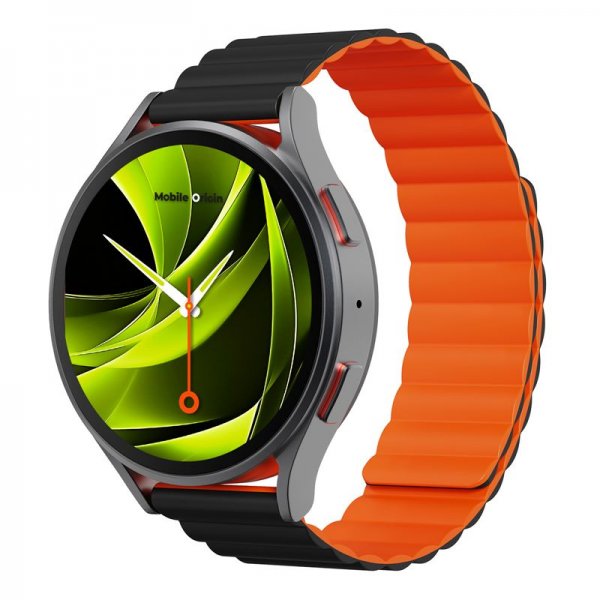 Mobile Origin Samsung Galaxy Watch 20mm Ranneke Easy Strap Musta Oranssi