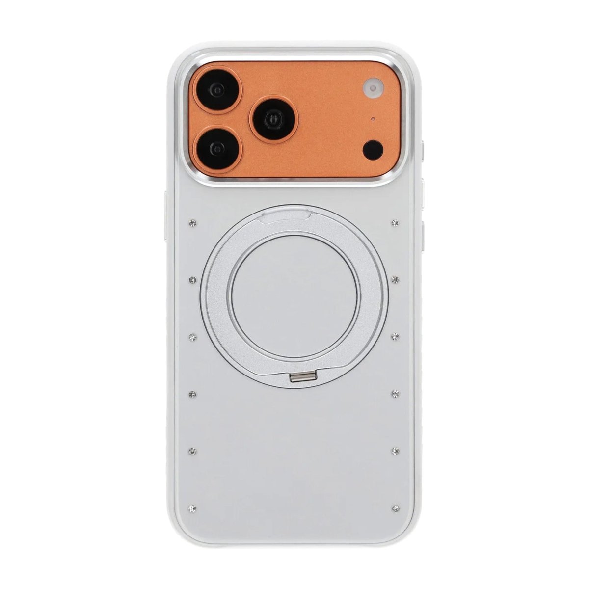 iPhone 17 Pro/iPhone 18 Pro Kuori MagSafe-teline strassikivillä Valkoinen