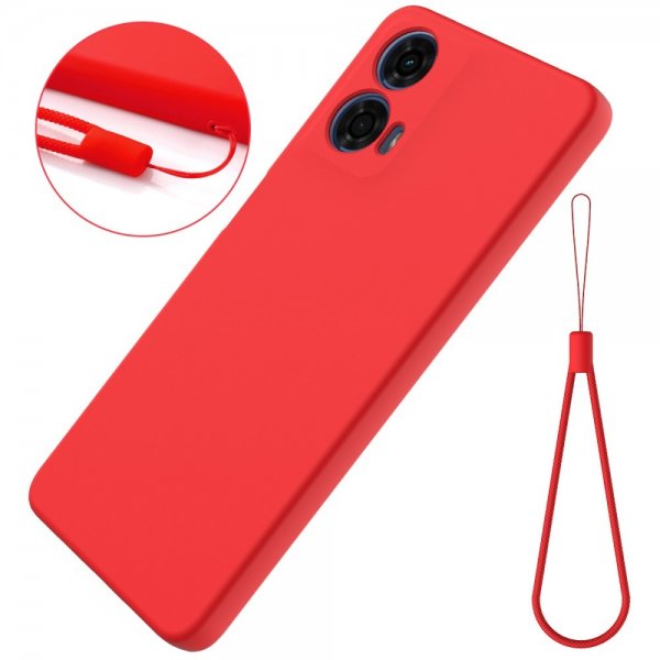 Motorola Moto G24 Power Suojakuori hihnalla, silikoni, punainen