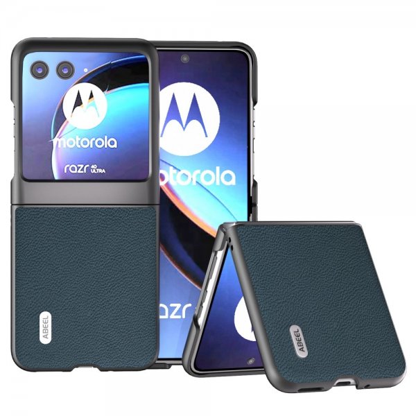 ABEEL Motorola Razr 40 Ultra Kuori Aitoa nahkaa Vihreä