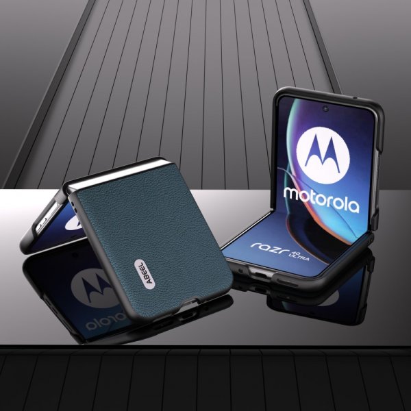 ABEEL Motorola Razr 40 Ultra Kuori Aitoa nahkaa Vihreä