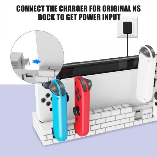 Nintendo Switch Joy-Con-lataustelakka ja pelisäilytys, valkoinen