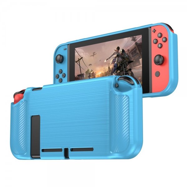 Nintendo Switch -kuori harjattua hiilikuitukuviota, sininen