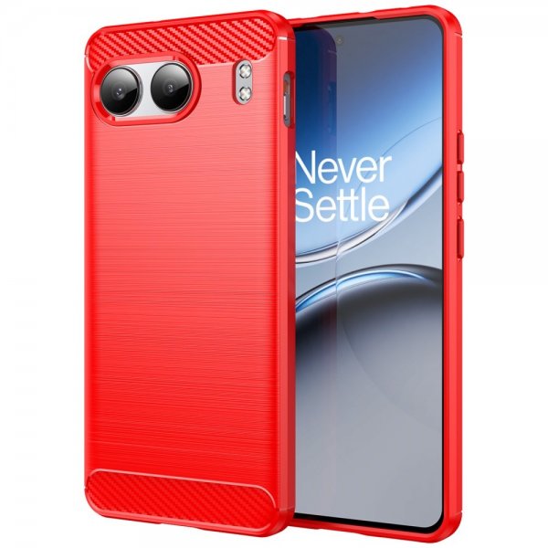 OnePlus Nord 4 -kuori harjattu hiilikuitukuvioitu, punainen
