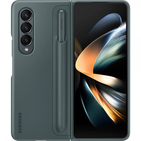 Samsung alkuperäinen Galaxy Z Fold 4 -suojakotelo, Standing Cover with Pen, harmaanvihreä