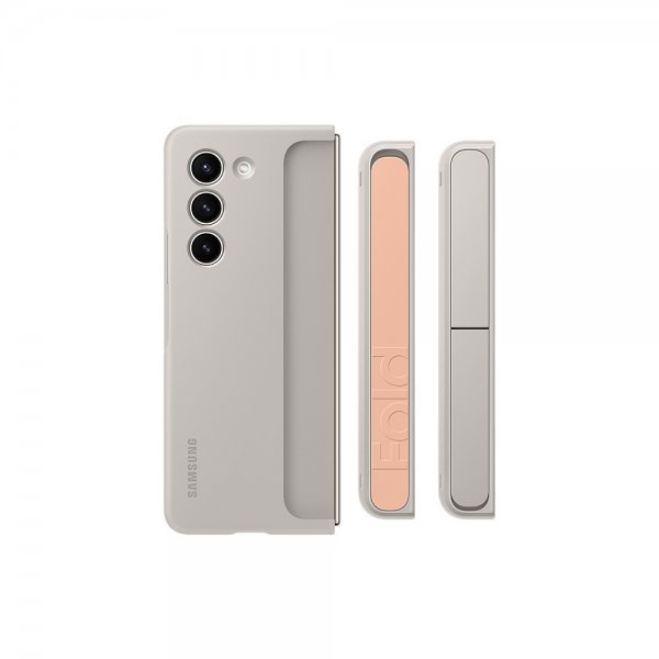 Samsung Original Galaxy Z Fold 5 -suojakuori jalustalla ja hihnalla, hiekka