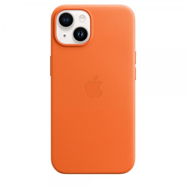 Apple Original iPhone 14 Kuori Nahkakuori MagSafe Oranssi