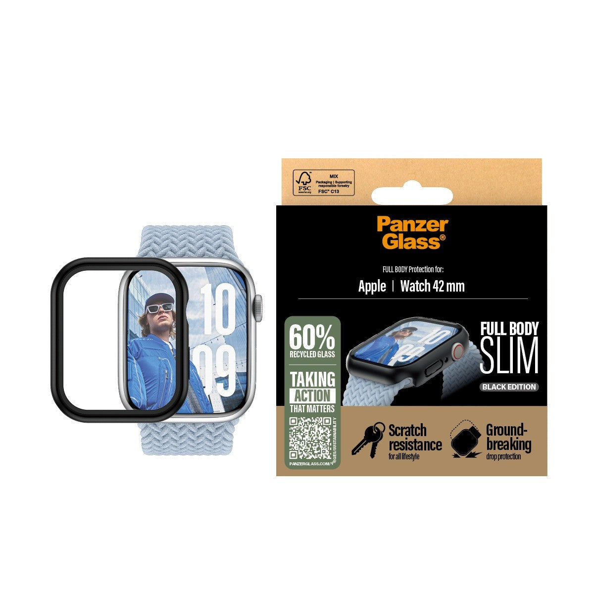 PanzerGlass Apple Watch 42mm (Series 10/11) Kuori Näytönsuojalla Full Body Musta