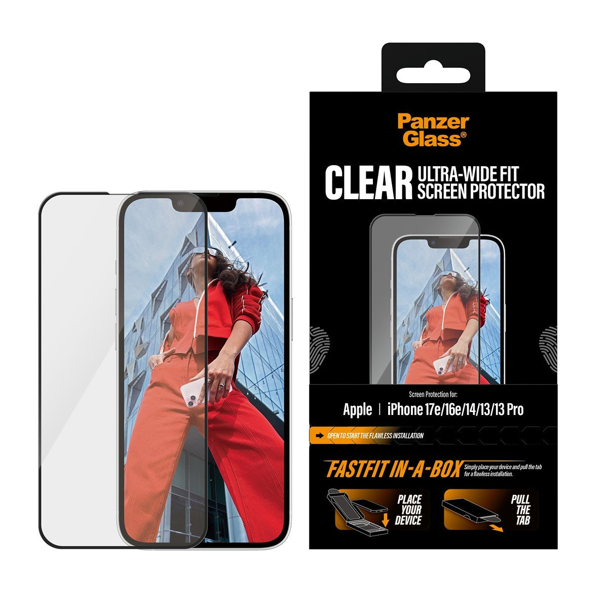 PanzerGlass iPhone 13/13 Pro/14/16e/17e Näytönsuoja Ultra-Wide Fit Fastfit