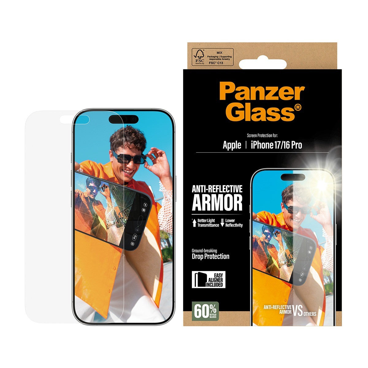 PanzerGlass iPhone 16 Pro/iPhone 17 Näytönsuoja Ultra-Wide Fit Anti-reflective EasyAligner
