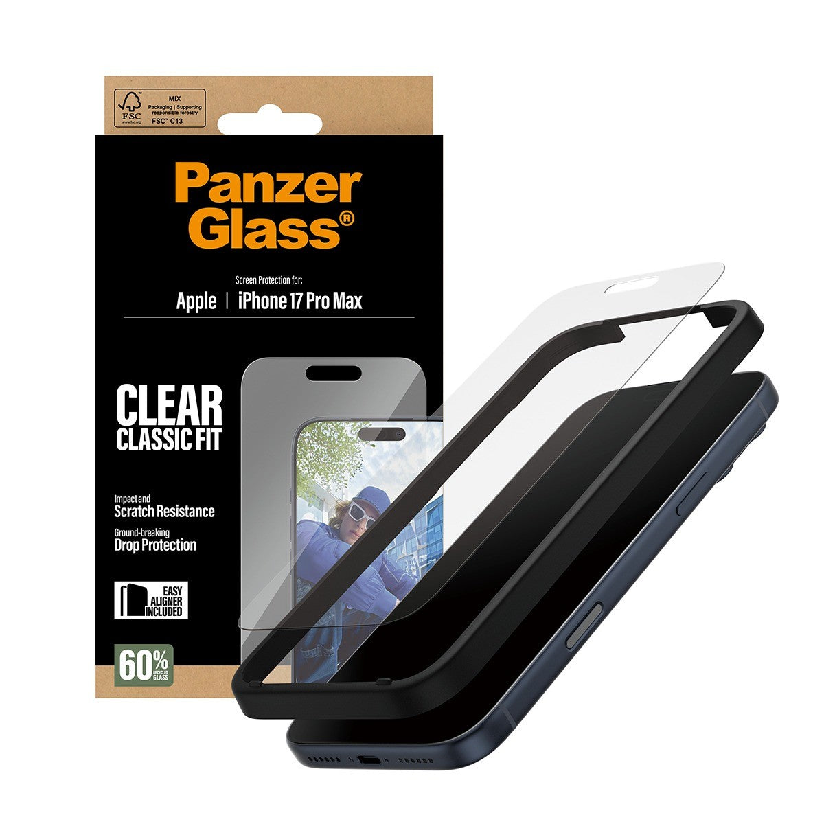 PanzerGlass iPhone 17 Pro Max Näytönsuoja Classic Fit EasyAligner