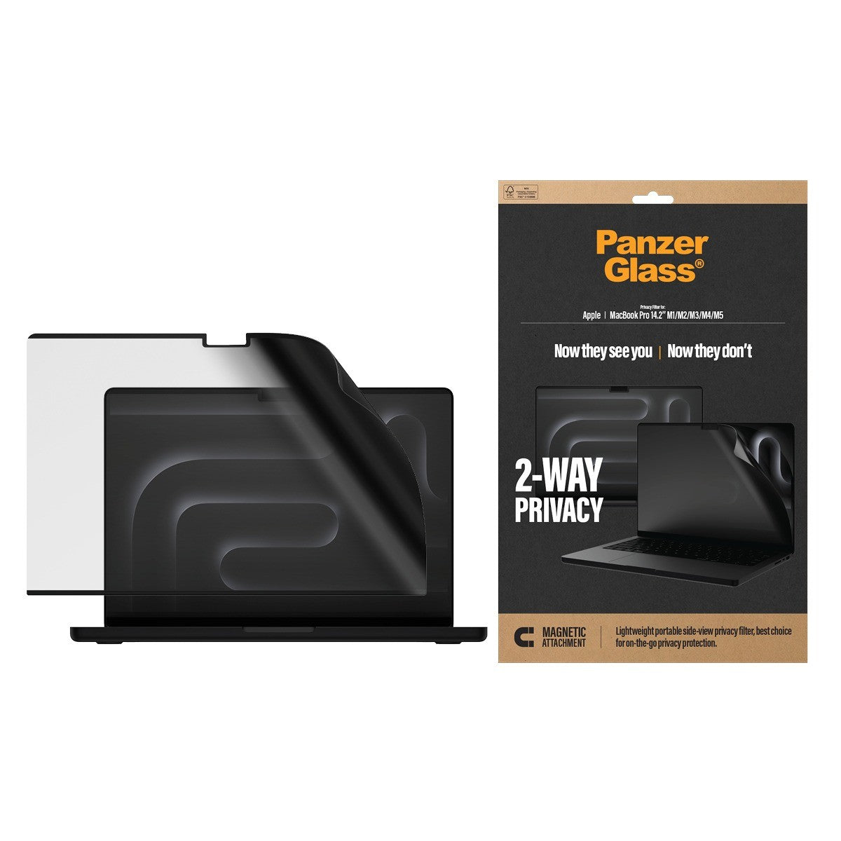PanzerGlass MacBook Pro 14 M1-M5 Näytönsuoja Magnetic 2-Way Privacy Film