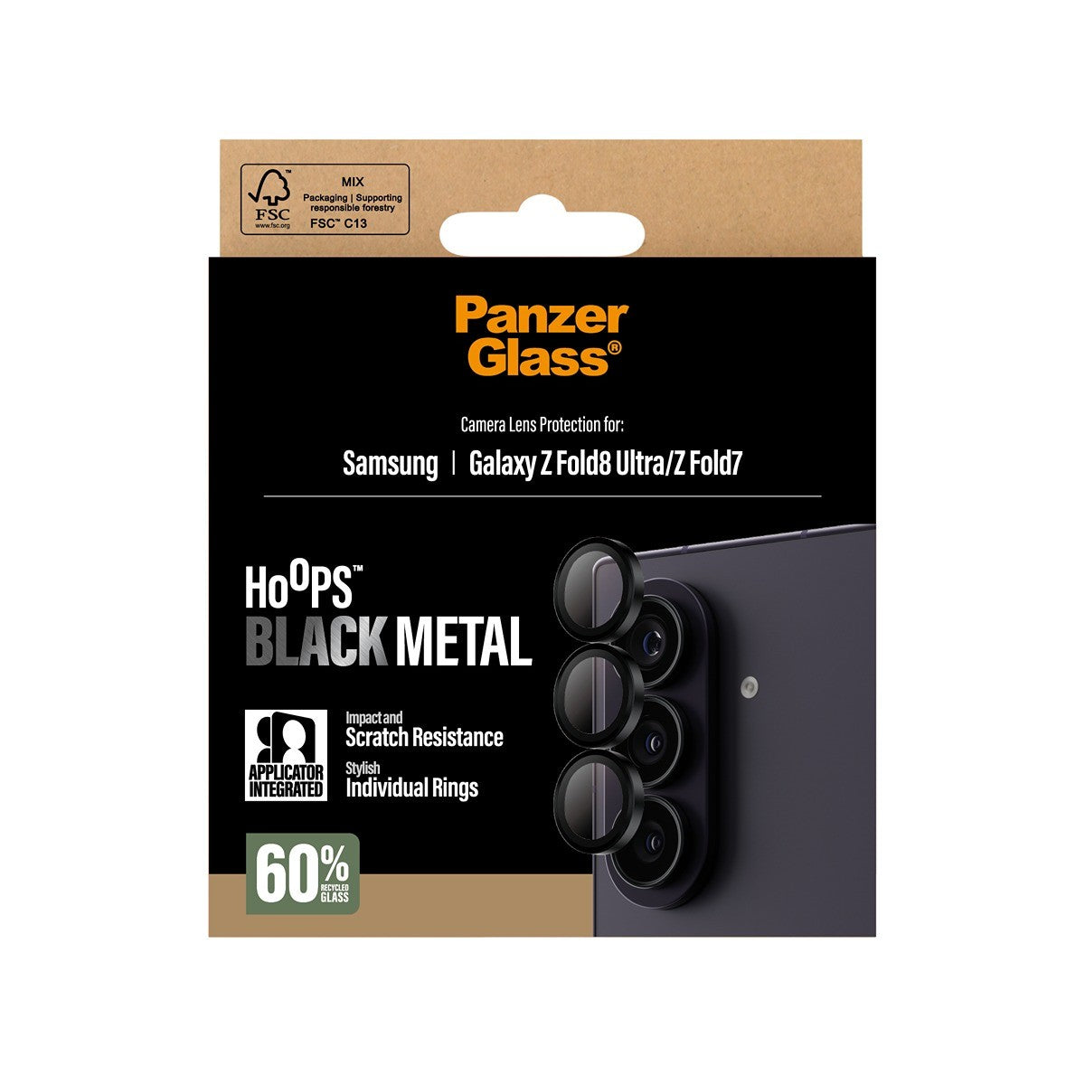 PanzerGlass Samsung Galaxy Z Fold 7/Fold 8 Ultra Kameran linssinsuojus Hoops Musta
