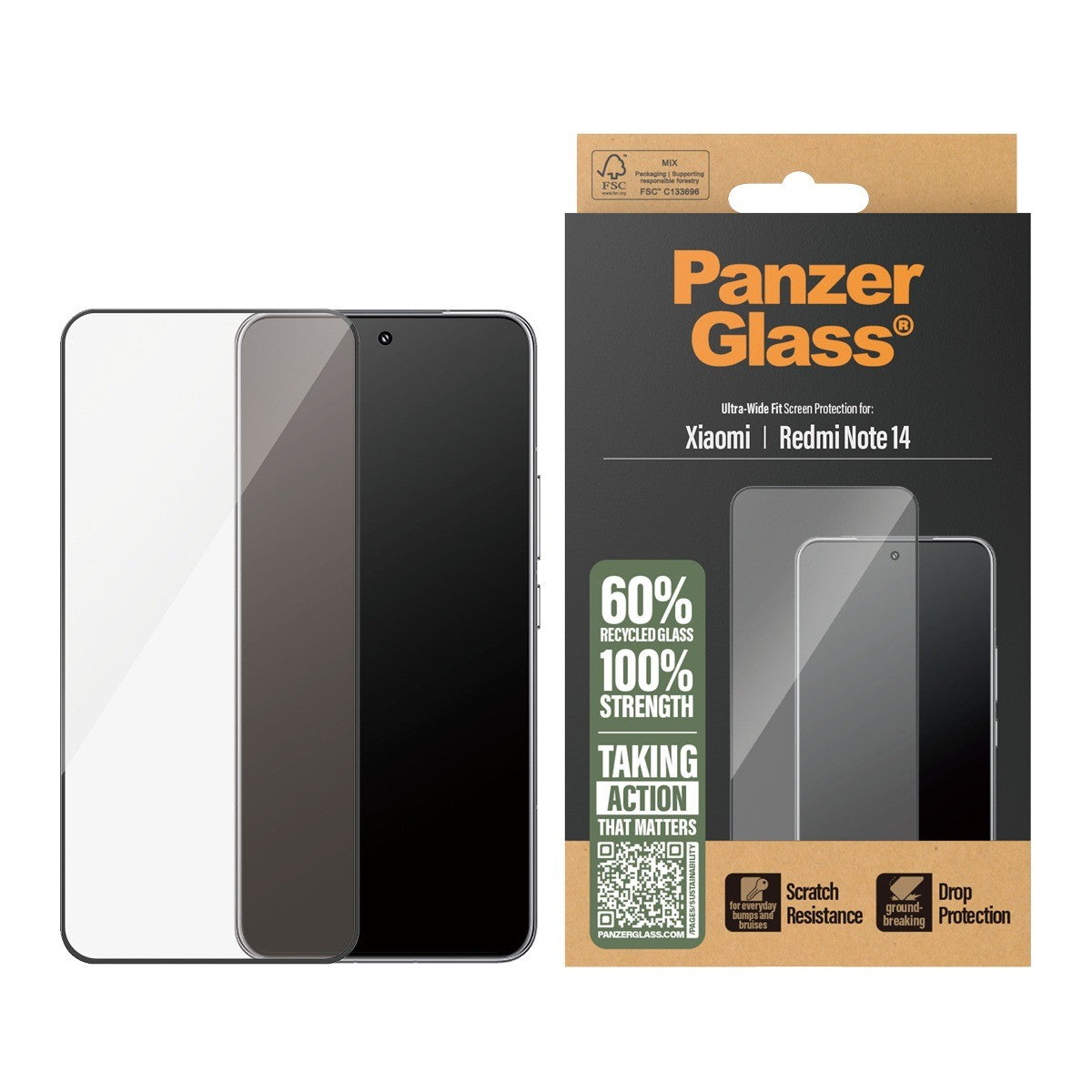 PanzerGlass Xiaomi Redmi Note 14 Näytönsuoja Ultra-Wide Fit
