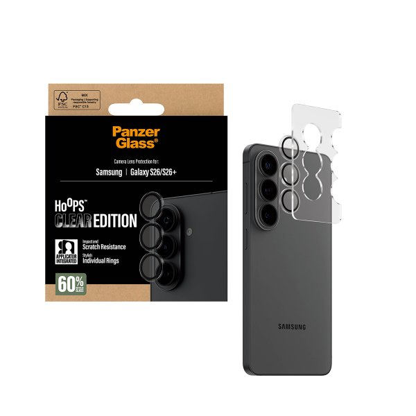 PanzerGlass Samsung Galaxy S26/S26 Plus Kameran suoja Hoops Läpinäkyvä