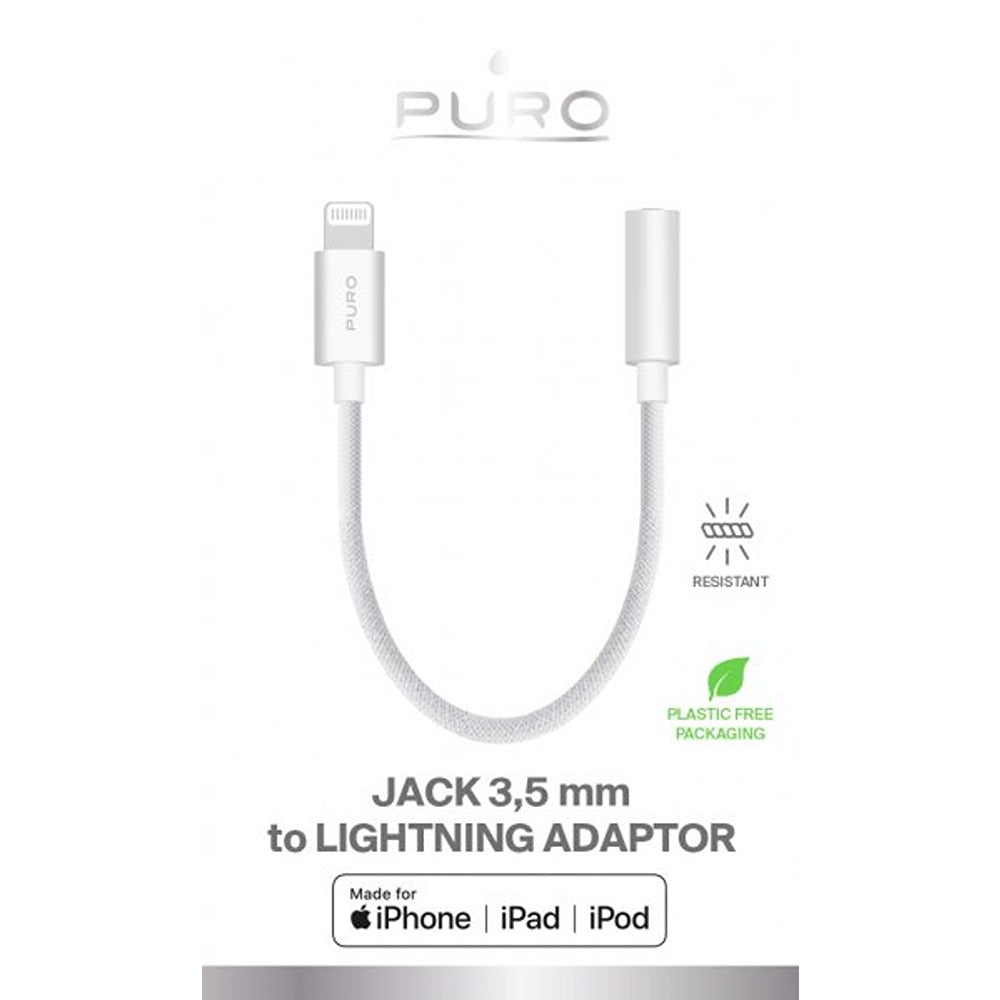 Puro-adapteri Lightning–3,5 mm, valkoinen