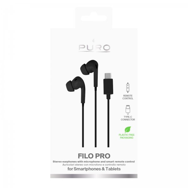 Puro Johdolliset Filo Pro USB-C -kuulokkeet, musta