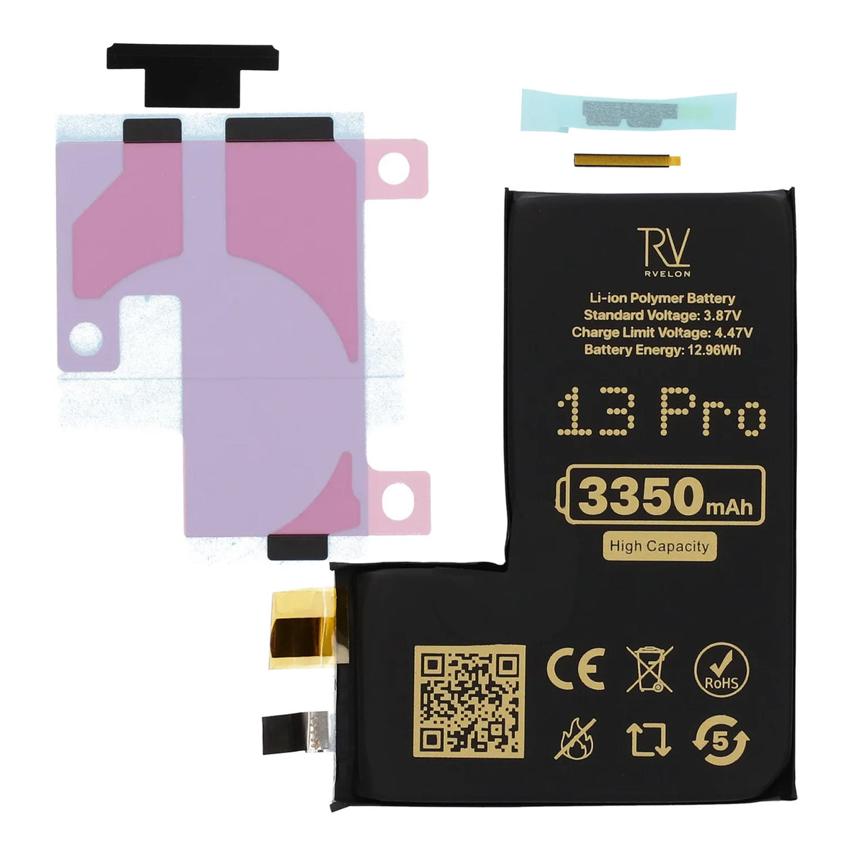Rvelon Akku iPhone 13 Pro -puhelimeen 3350mAh ilman lattakaapelia